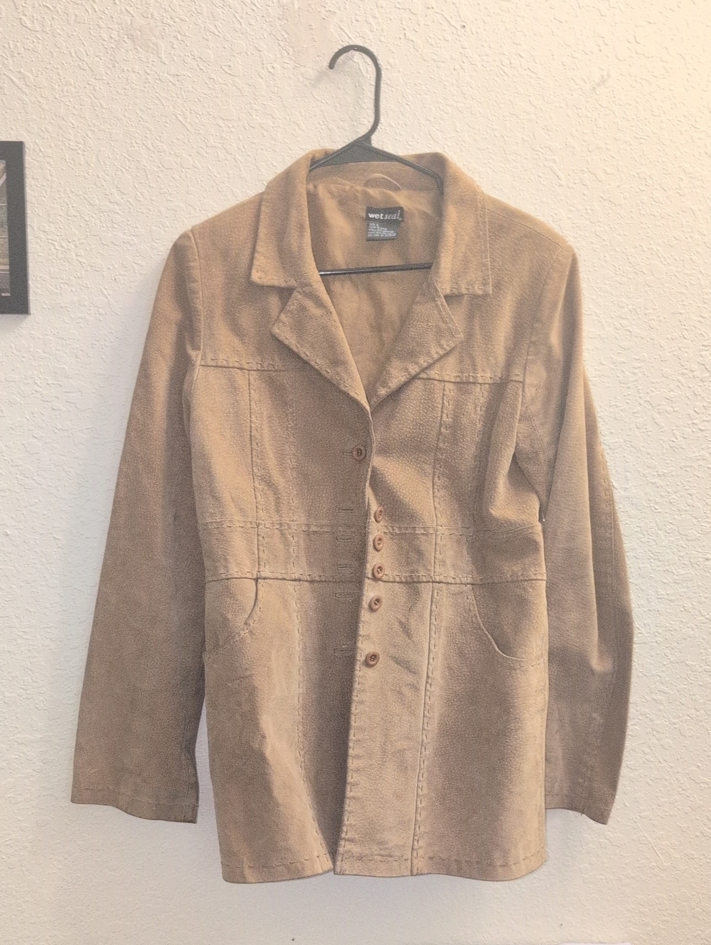 🤎 Vintage 90s Y2K Wet Seal Faux Suede Blazer | Camel Tan | Grunge Era - Size L